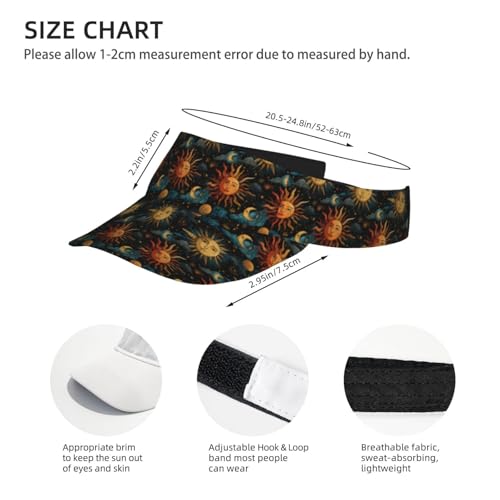 Sports Sun Visor Hat for Men Women, Adjustable Breathable Golf Tennis Cap - color: Sun and Moon