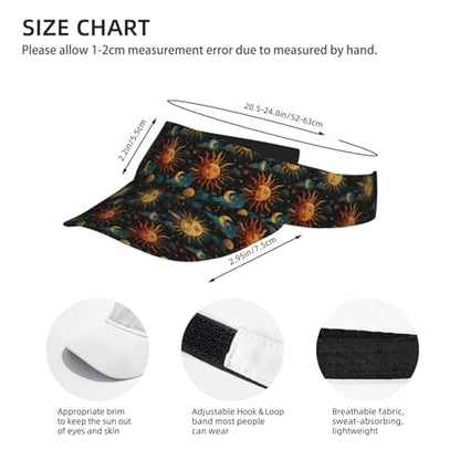 Sports Sun Visor Hat for Men Women, Adjustable Breathable Golf Tennis Cap - color: Sun and Moon
