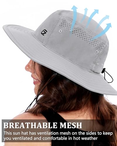 GADIEMKENSD UPF 50+ Bucket Hat, Breathable & Quick-Dry, Windproof Strap, Unisex for Outdoor Activities - color: White