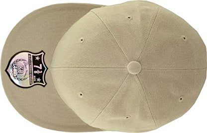 KBETHOS® Original 6 Panel Flat Brim True-Fit Fitted Cap - color: Khaki, size: 7 5/8