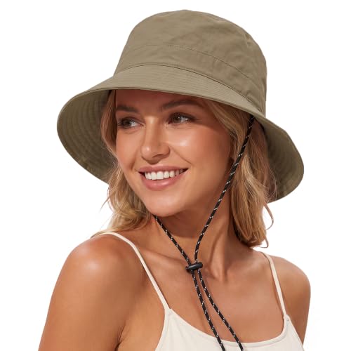 Durio Waterproof Bucket Hats for Woman UPF 50+ Sun Hat - color: Khaki