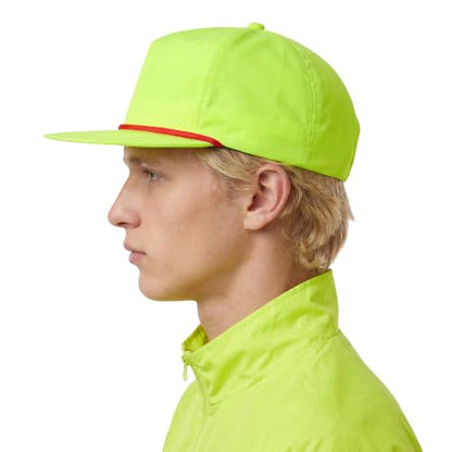 TOPTIE 5-Panel Rope Snapback Baseball Cap, Adjustable Flat Brim Hat, Quick Dry Soft Top Cap for Men Women Outdoor - color: Yellow/Red