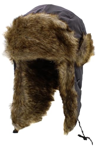 Wool Blend Aviator Trapper hat Trooper Ear Flaps Ushanka Eskimo Russian Warm Winter Cold… - color: Dark Gray Classic Solid