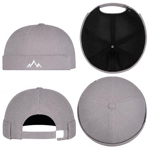Outdoor Brimless Hat for Men Women, Adjustable Rolled Cuff Skull Cap - color: 2#grey