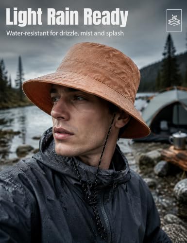 Durio Bucket Hat for Men Women, Waterproof Rain Sun Hat for Outdoor Travel - color: Brick Red
