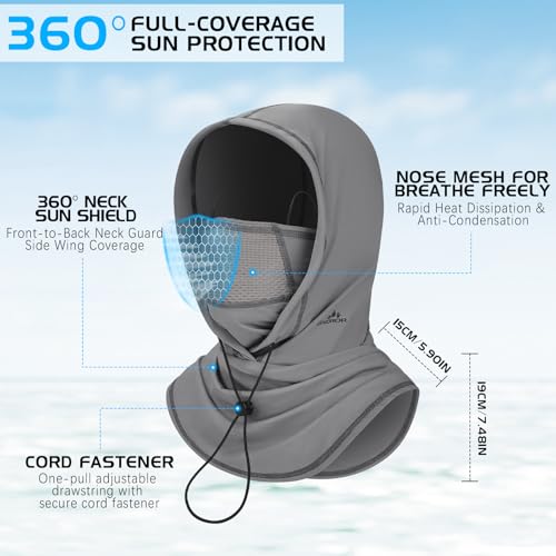 GXCROR Cooling Breathable Balaclava Face Mask Sun UV Protection Hood Shiesty Mask for Cycling Fishing Running - color: Gray