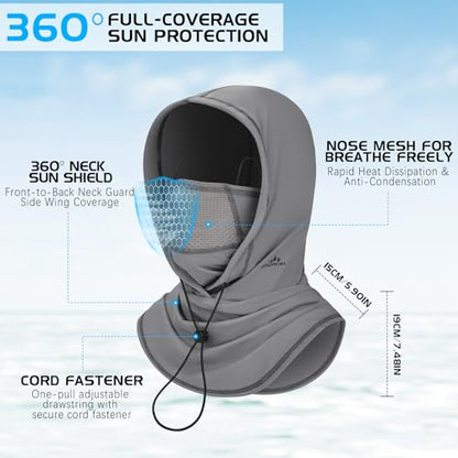 GXCROR Cooling Breathable Balaclava Face Mask Sun UV Protection Hood Shiesty Mask for Cycling Fishing Running - color: Gray
