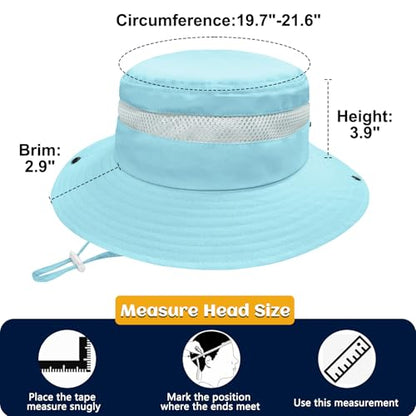 ZOORON Outdoor Kids Sun Hat UPF 50+ Quick Dry Bucket Hat for Boys Girls - color: 1pack-aqua Blue
