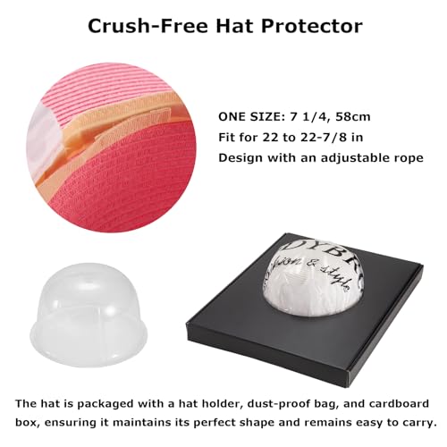 Women's Wide Brim Sun Hat - UV Protection Floppy Straw Sunhat Summer 7 1/4 - color: Pink, Size 58cm, for 22 - 22 7/8" ( 7, 7 1/8, 7 1/4 )