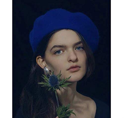 Gllutt Women Wool Beret Hat French Style Solid Color - color: Jewelry Blue