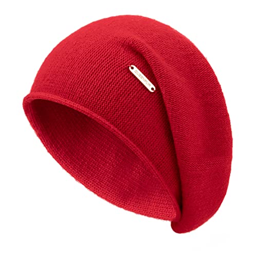 Knit Slouchy Beanie Hats for Women Cashmere Ski Cap Knitted Wool Soft Warm Winter Hat - color: A10-red