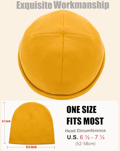 100% Cotton Beanie Hat Cuffless Beanies Warm Knit Winter Skull Cap - color: 1pcs-yellow