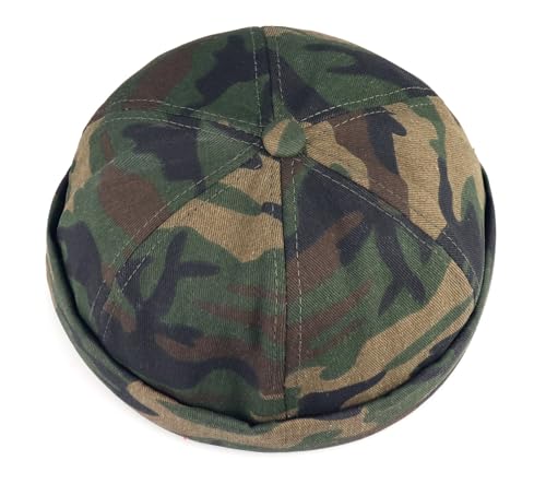 DIYDECAL 3 Pack Mens Brimless Skullcap Sailor Docker Cap Rolled Cuff Retro Beanie Hat - color: Camo