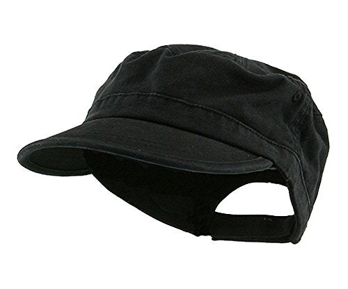 Wholesale Enzyme Washed Cotton Army Cadet Castro Hats - color: Black