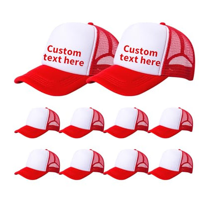 10 Pack of Blank Trucker Hat Bulk Men and Women Hats Bulk DIY Graffiti Mesh Hat Hot Stamping Hats - color: Red White