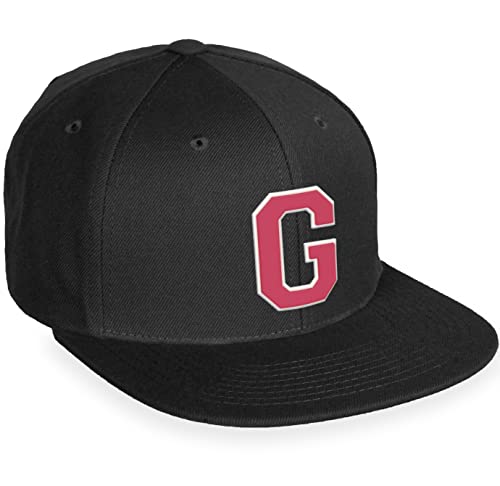 Daxton Classic Snapback White Rose A to Z Letters Flat Bill Visor Cap - color: Black, style: Letter G