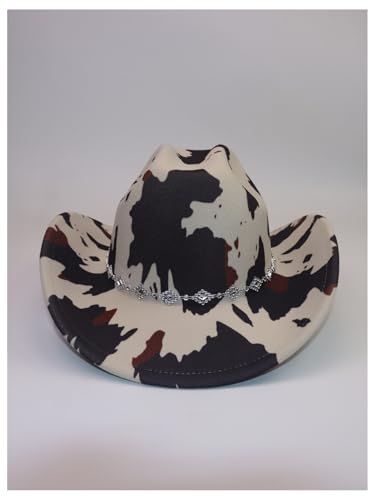 Verdusa Women's Western Cowboy Hat Rhinestone Wide Brim 2026 Cowgirl Hat - color: Cow Brown