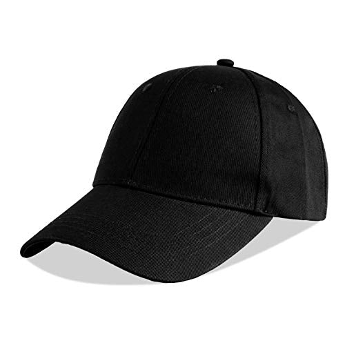 LANGZHEN Unisex Baseball Cap 100% Cotton Fits Men Women Washed Denim Adjustable Dad Hat - color: Structured-black