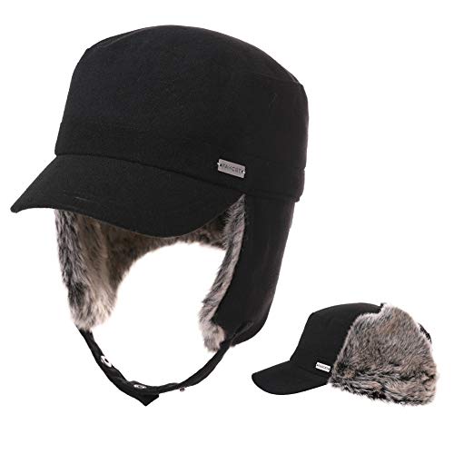 Jeff & Aimy Unisex Winter Earflap Trapper Hunting Ski Hat Baseball Cap 54-62CM - color: 99707#black, size: Medium