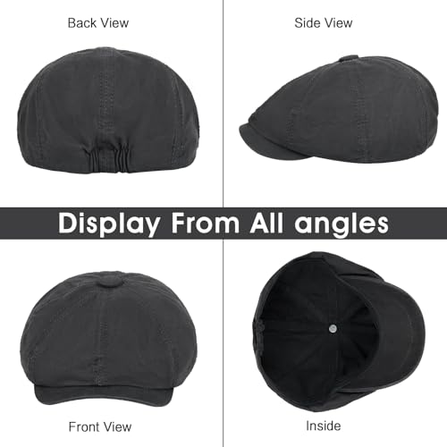 Newsboy Cap for Men Cotton 8 Panel Men's Flat Cap - color: Beige+darkgrey, size: One Size