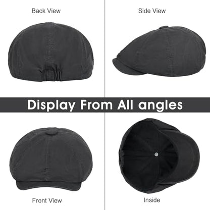 Newsboy Cap for Men Cotton 8 Panel Men's Flat Cap - color: Beige+darkgrey, size: One Size