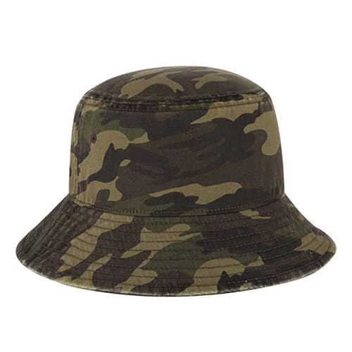 Ashen Fane Garment Washed Combed Cotton Twill Packable Lightweight Unisex Bucket Hat - color: Camo 8, size: Large