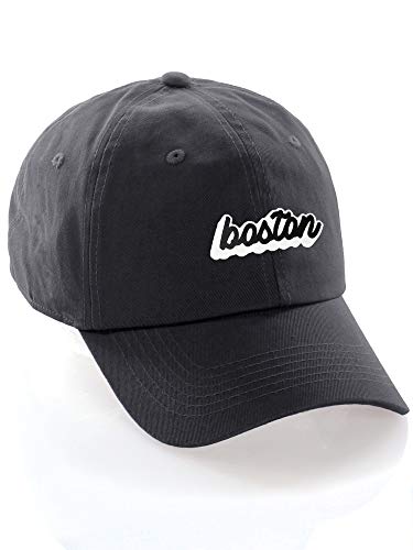 Classic Unstructured USA Cities Baseball Dad Hat 3D Raised PVC Letters Cap - color: Boston Charcoal - White Black