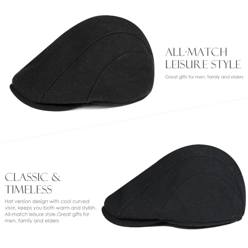 Sumolux Mens Newsboy Cap Winter Beret Hat Cabbie Flat Cap - color: A Black