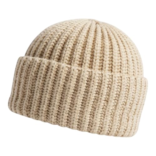 Heavyweight Thick Knit Warm Winter Beanie - color: Beige