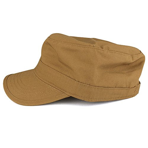 Ripstop Tear Resistant Military BDU Cotton Adjustable Cadet Style Army Cap - color: Coyote