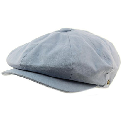 Men's 8 Panel Solid Plain 100% Cotton Snap Newsboy Drivers Cabbie Cap Hat,Indigo - color: Indigo, size: Large
