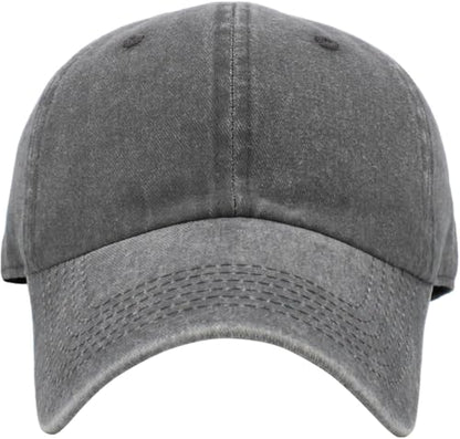 KBETHOS Classic Unisex Cotton Adjustable Low Crown Baseball Cap – Plain Dad Hat - color: Gray Pigment Dyed