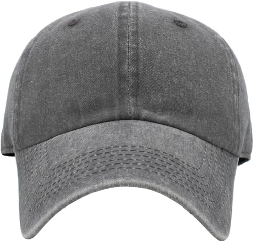 KBETHOS Classic Unisex Cotton Adjustable Low Crown Baseball Cap – Plain Dad Hat - color: Gray Pigment Dyed