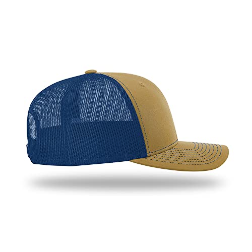 Richardson 112 Classic Six-Panel Adjustable Snapback Trucker Cap - color: Biscuit/True Blue