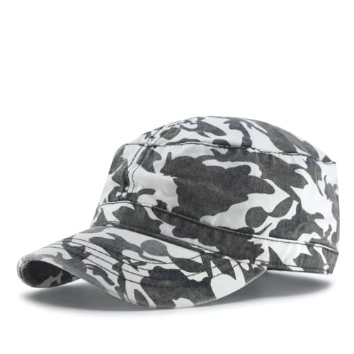 The Vintage Year Heavy Stitch Washed Cotton Cadet Hat Military Army Cap - color: Camo White Gray, size: One Size