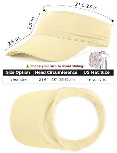 ROYBENS Cooling Visor Hat Women Men, Elastic Headband Sun Visor Golf Cap - color: Beige Yellow