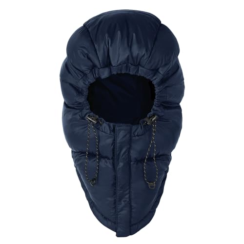 Winter Warm Down Hat,Ultralight Windproof Down Hood for for Camping - color: Navy