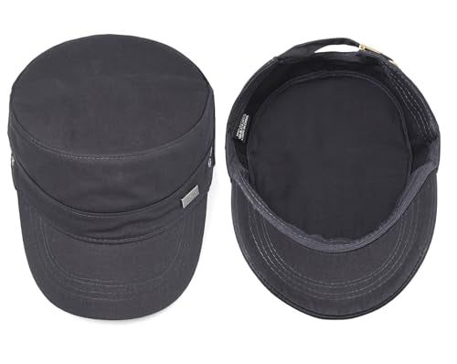 Initlove Cadet Army Cap Military Unisex Flat Top Hat for Men Women - color: Grey