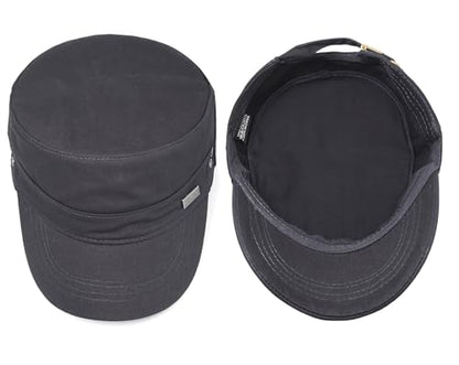 Initlove Cadet Army Cap Military Unisex Flat Top Hat for Men Women - color: Grey