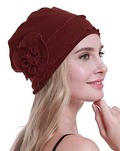 osvyo Chemo Headwear Turban Cap for Women - Cancer Beanie Hair Loss Sealed Packaging - color: Cotton-rust-red