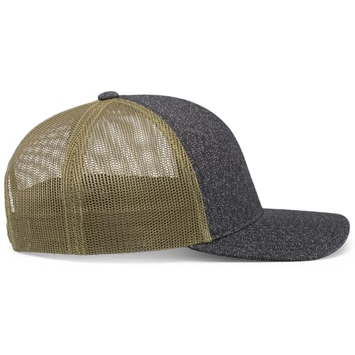 Pacific Headwear Melange Heather Low-Profile Trucker - color: Black Heather/Moss/Black Heather
