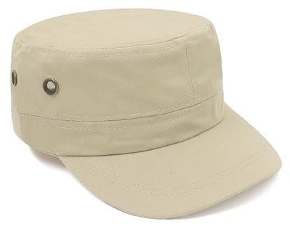 Unisex Basic Cadet Army Caps Everyday Military Style Hat - color: Beige 1