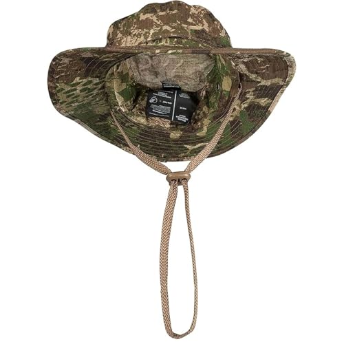 Mil-Tec Unisex Cotton Ripstop Boonie Hat - Durable Lightweight Tactical Outdoor Vented Wide Brim Hat w/Adjustable Chin Strap - color: Phantomleaf Wasp I Z2, size: Medium