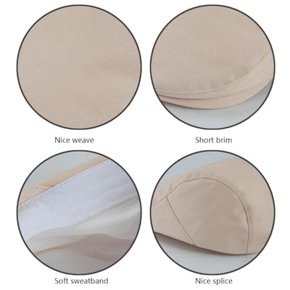 Classic Solid Flat Cap Newsboy Hats for Men Retro Cabbie Driving Adjustable - color: C03 Beige With Mesh Lining