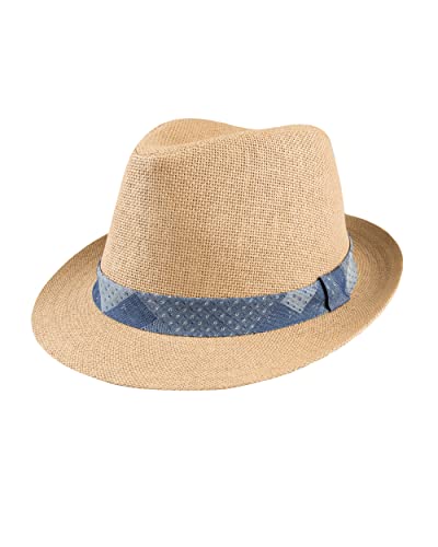 Levi's Men's Straw Fedora Hat - color: Tan Patchwork, size: Large-X-Large