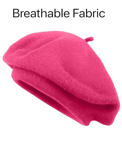 Parquet Solid Color French Beret Hat. Classic French, Casual and Chic Lightweight Cap for Women - color: Fuchsia