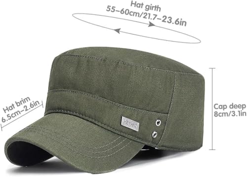 Men's Military Cadet Hat Flat Top Newsboy Cap - color: Green