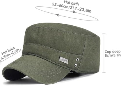 Men's Military Cadet Hat Flat Top Newsboy Cap - color: Green