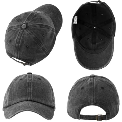 MEINICY 3 Packs Washed-Cotton Plain Baseball Cap, Adjustable Dad Hat - color: Black + White + Wine Red