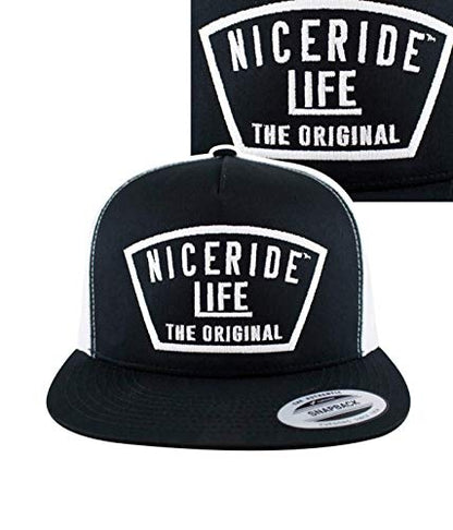 Grinder Embroidered Classic Snapback Trucker Baseball Hat - color: Black